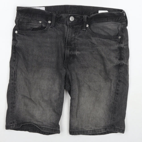 H&M Mens Black Cotton Bermuda Shorts Size 32 in L9 in Regular Zip