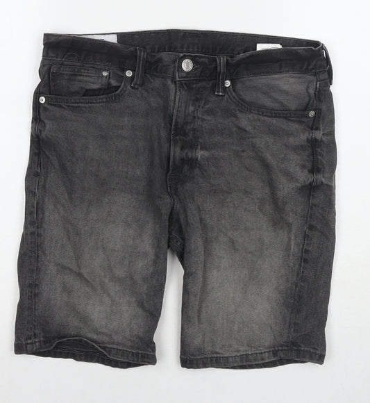 H&M Mens Black Cotton Bermuda Shorts Size 32 in L9 in Regular Zip