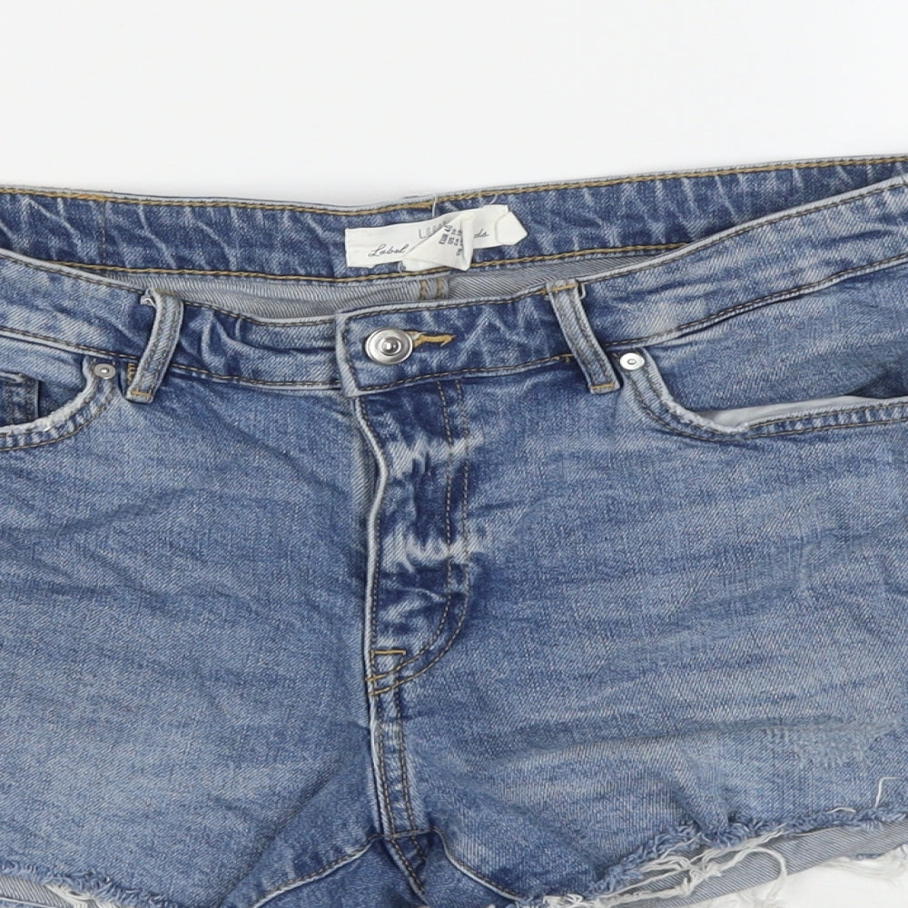 H&M Womens Blue Cotton Cut-Off Shorts Size 12 L3 in Regular Zip