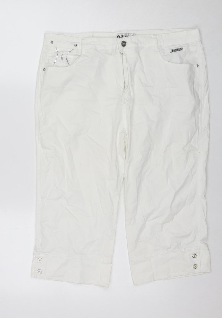 Conos Womens White Cotton Culotte Shorts Size 36 in L16 in Regular Zip