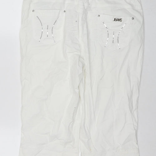 Conos Womens White Cotton Culotte Shorts Size 36 in L16 in Regular Zip