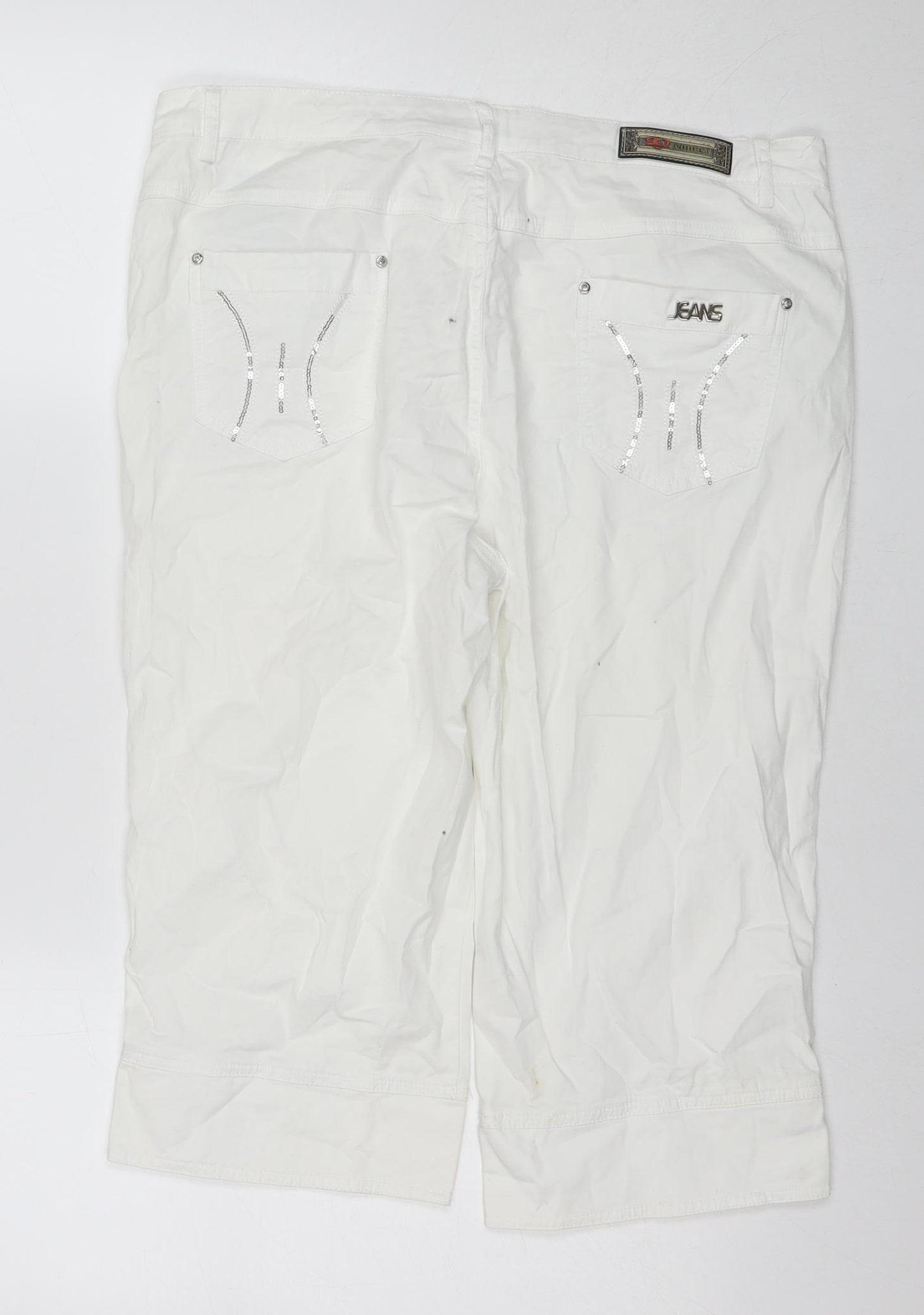 Conos Womens White Cotton Culotte Shorts Size 36 in L16 in Regular Zip