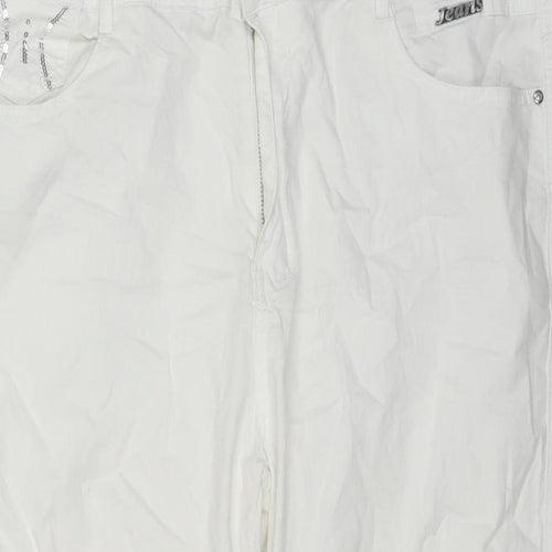 Conos Womens White Cotton Culotte Shorts Size 36 in L16 in Regular Zip