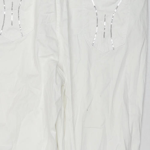 Conos Womens White Cotton Culotte Shorts Size 36 in L16 in Regular Zip