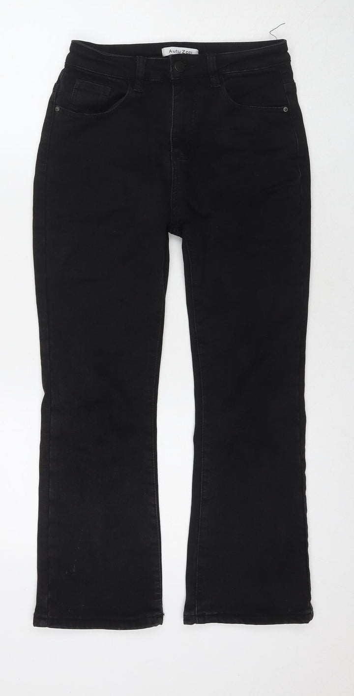 Autu Zcci Womens Black Cotton Blend Bootcut Jeans Size M L24 in Regular Zip
