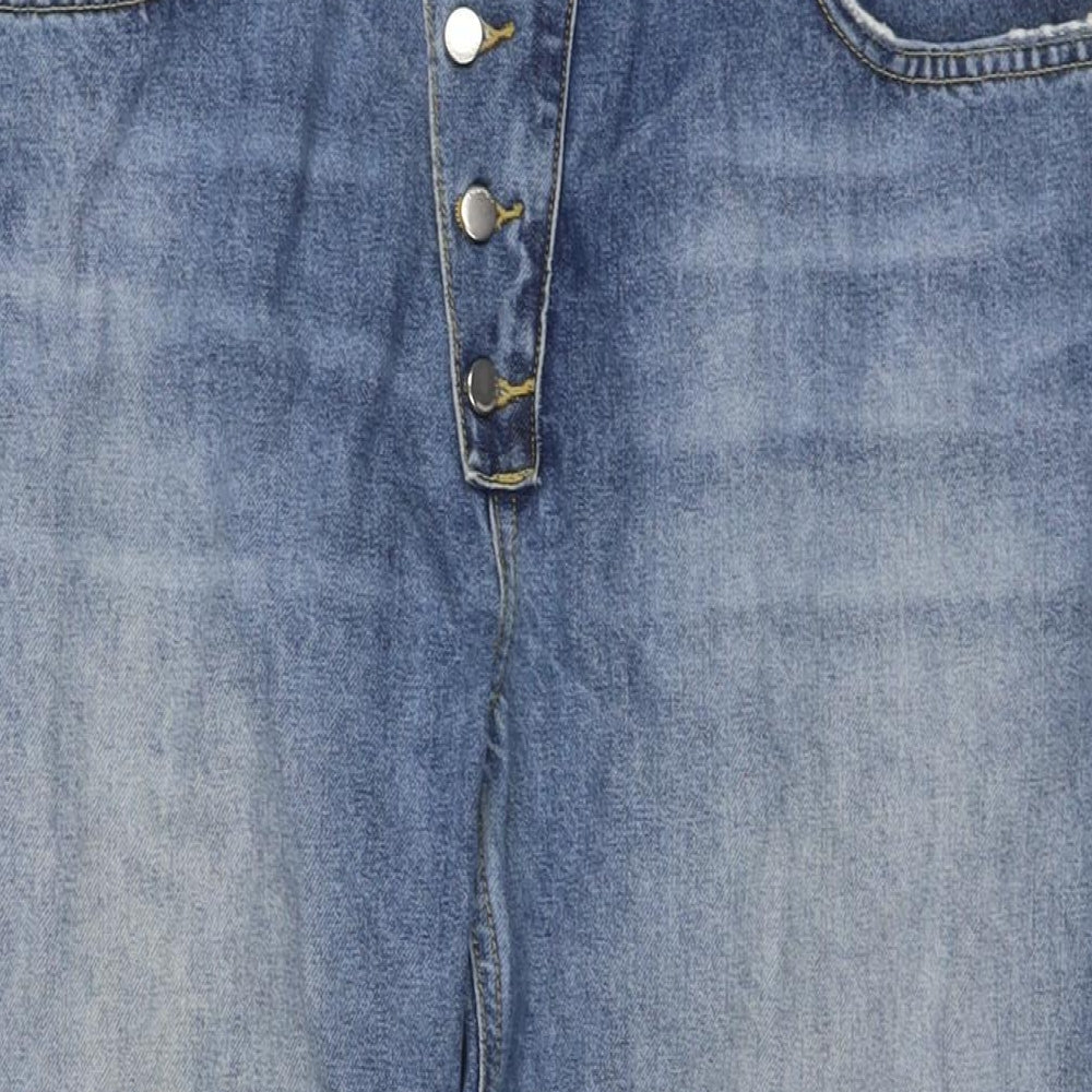 Zara Womens Black Cotton Wide-Leg Jeans Size 16 L25 in Regular Zip