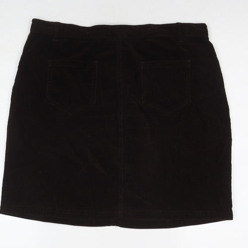 John Lewis Womens Brown Cotton A-Line Skirt Size 14 Zip