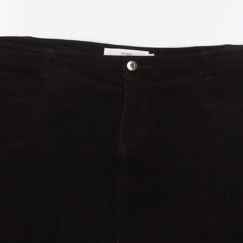 John Lewis Womens Brown Cotton A-Line Skirt Size 14 Zip