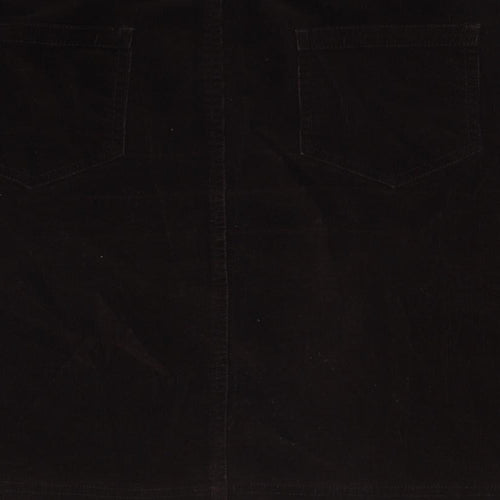 John Lewis Womens Brown Cotton A-Line Skirt Size 14 Zip