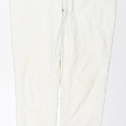 Marks and Spencer Womens White Cotton Skinny Jeans Size 12 L27 in Regular Zip