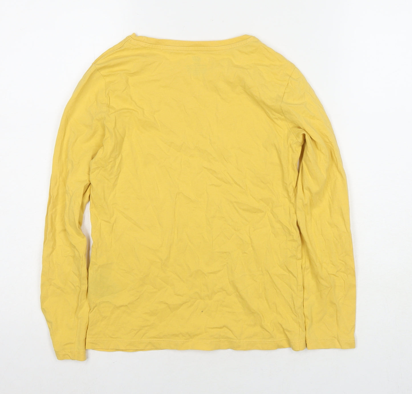 H&M Boys Yellow Cotton Basic T-Shirt Size 8-9 Years Round Neck Pullover - Age 8-10 Years