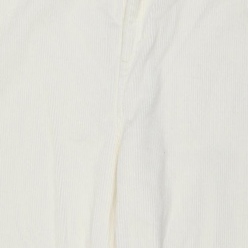 H&M Womens White Cotton Trousers Size 22 L27 in Regular Zip