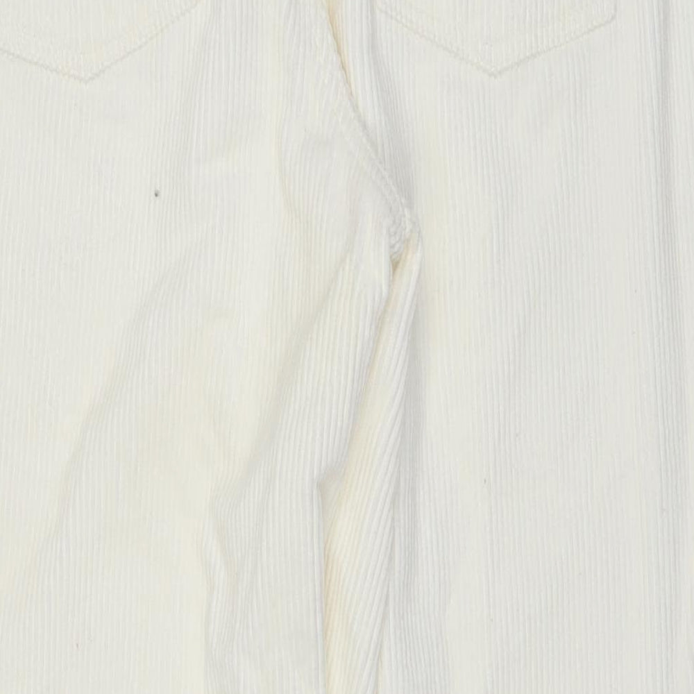 H&M Womens White Cotton Trousers Size 22 L27 in Regular Zip