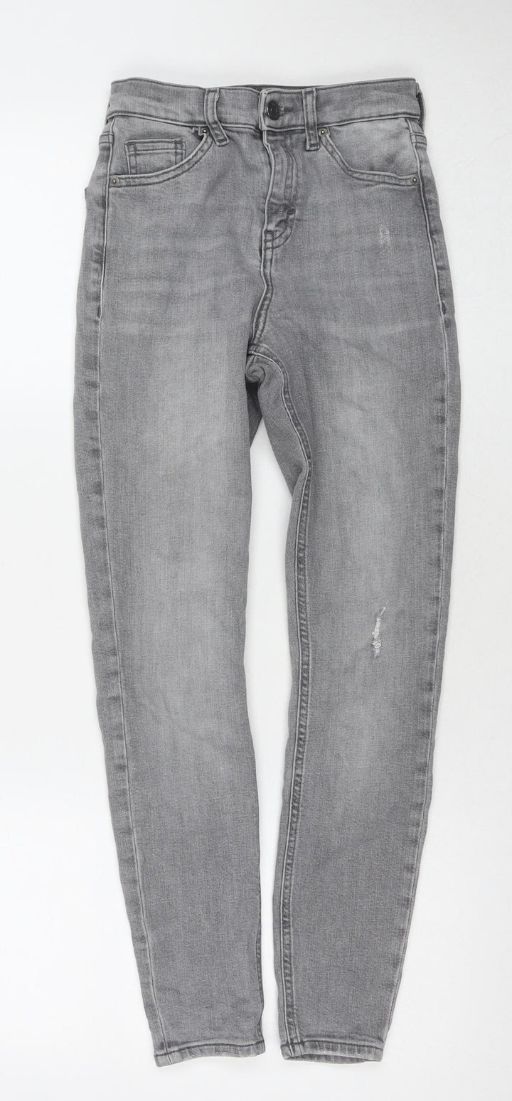Topshop Womens Grey Cotton Skinny Jeans Size 25 in L30 in Regular Zip