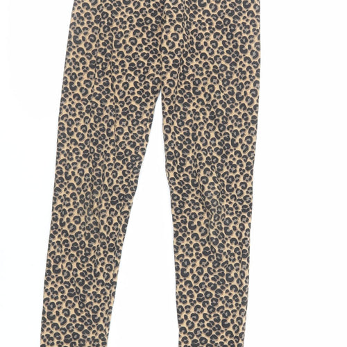 Marks and Spencer Girls Brown Animal Print Cotton Jogger Trousers Size 11-12 Years Regular - Leggings