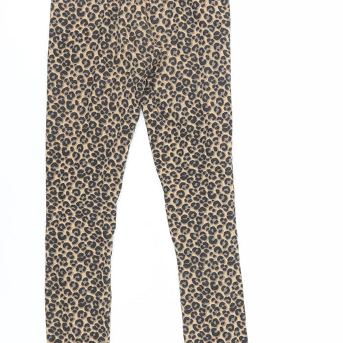 Marks and Spencer Girls Brown Animal Print Cotton Jogger Trousers Size 11-12 Years Regular - Leggings