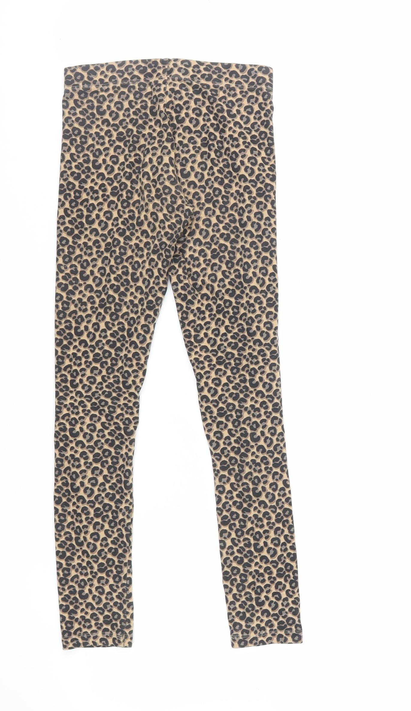Marks and Spencer Girls Brown Animal Print Cotton Jogger Trousers Size 11-12 Years Regular - Leggings