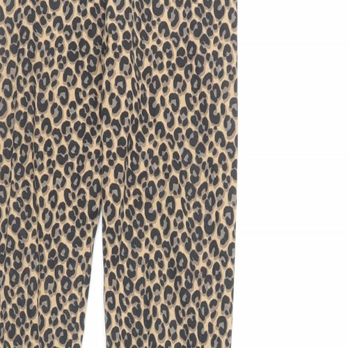 Marks and Spencer Girls Brown Animal Print Cotton Jogger Trousers Size 11-12 Years Regular - Leggings