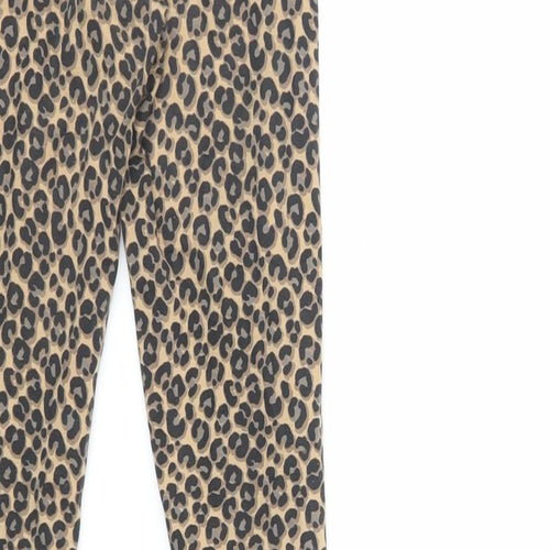 Marks and Spencer Girls Brown Animal Print Cotton Jogger Trousers Size 11-12 Years Regular - Leggings