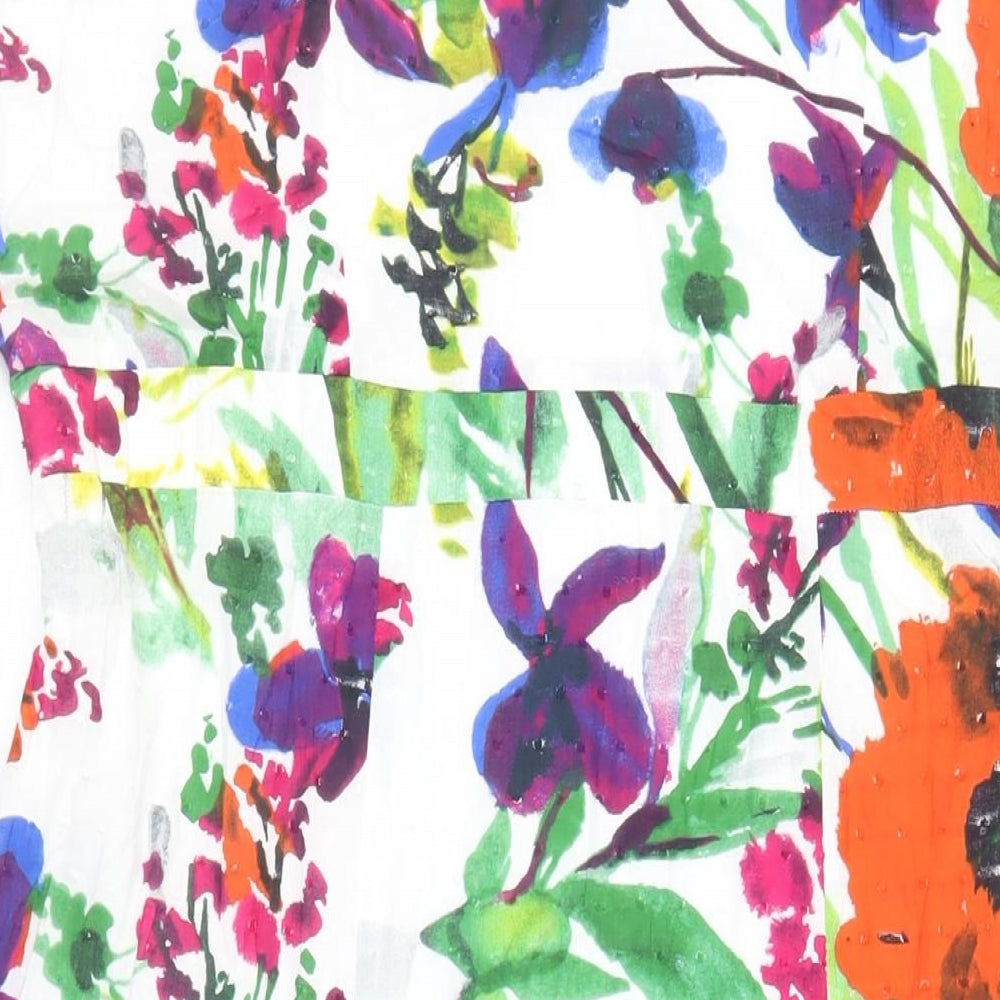 Per Una Womens Multicoloured Floral Cotton Fit & Flare Size 20 V-Neck Zip