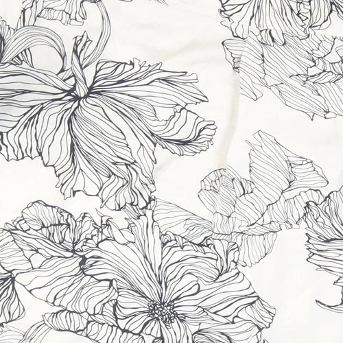 H&M` Womens Ivory Floral Polyester Basic Button-Up Size M Collared