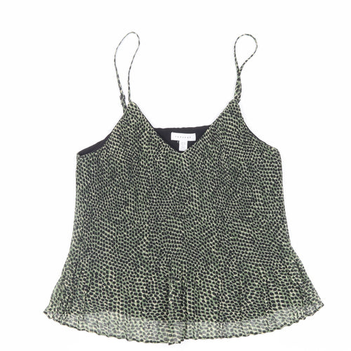 Topshop Womens Green Animal Print Polyester Camisole Tank Size 10 V-Neck
