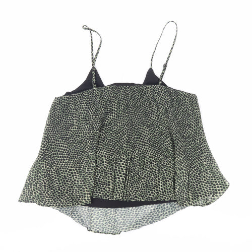 Topshop Womens Green Animal Print Polyester Camisole Tank Size 10 V-Neck