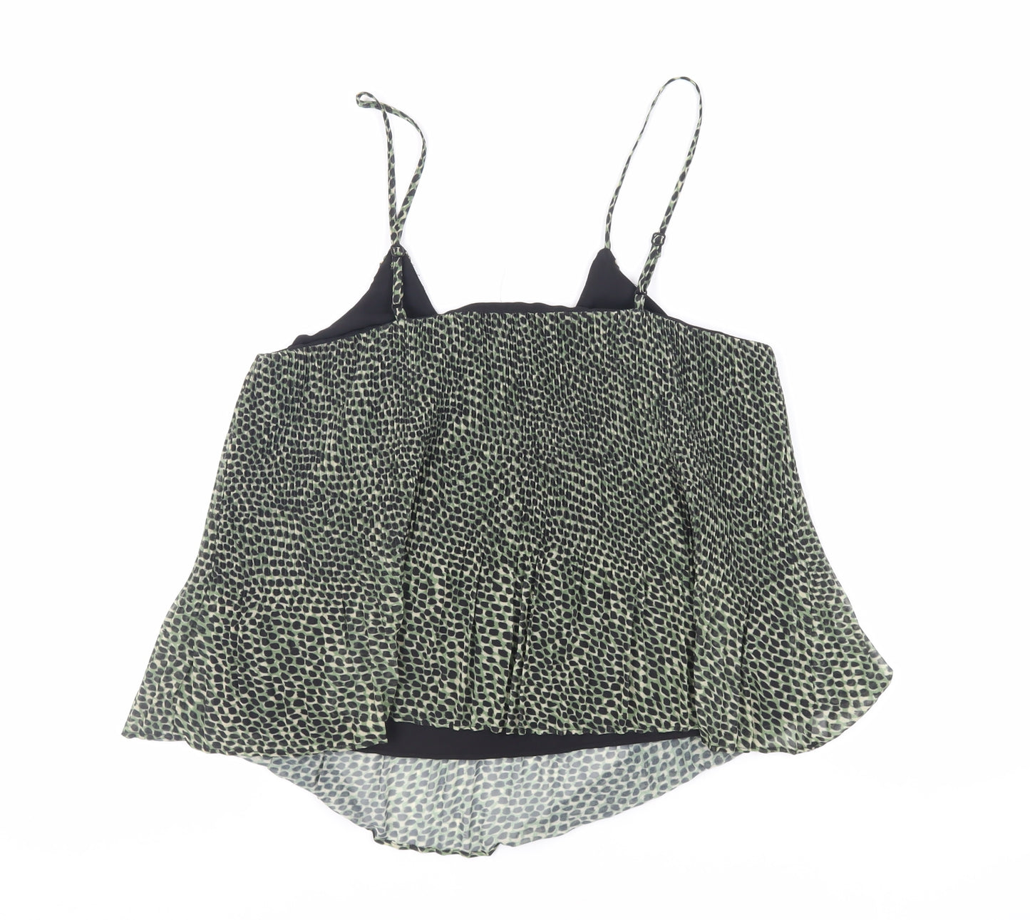 Topshop Womens Green Animal Print Polyester Camisole Tank Size 10 V-Neck