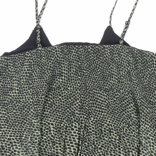 Topshop Womens Green Animal Print Polyester Camisole Tank Size 10 V-Neck