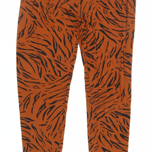 Marks and Spencer Womens Brown Animal Print Viscose Jogger Trousers Size 14 L27 in Regular - Elasticated Waist