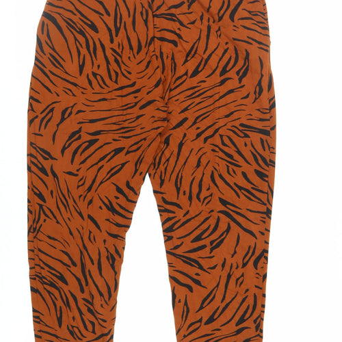 Marks and Spencer Womens Brown Animal Print Viscose Jogger Trousers Size 14 L27 in Regular - Elasticated Waist