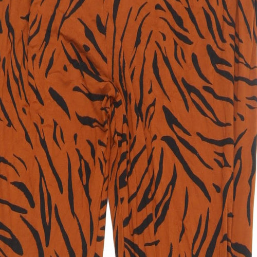 Marks and Spencer Womens Brown Animal Print Viscose Jogger Trousers Size 14 L27 in Regular - Elasticated Waist