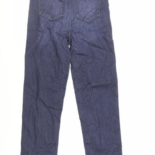 Marks and Spencer Womens Blue Cotton Straight Jeans Size 8 L29 in Regular Zip