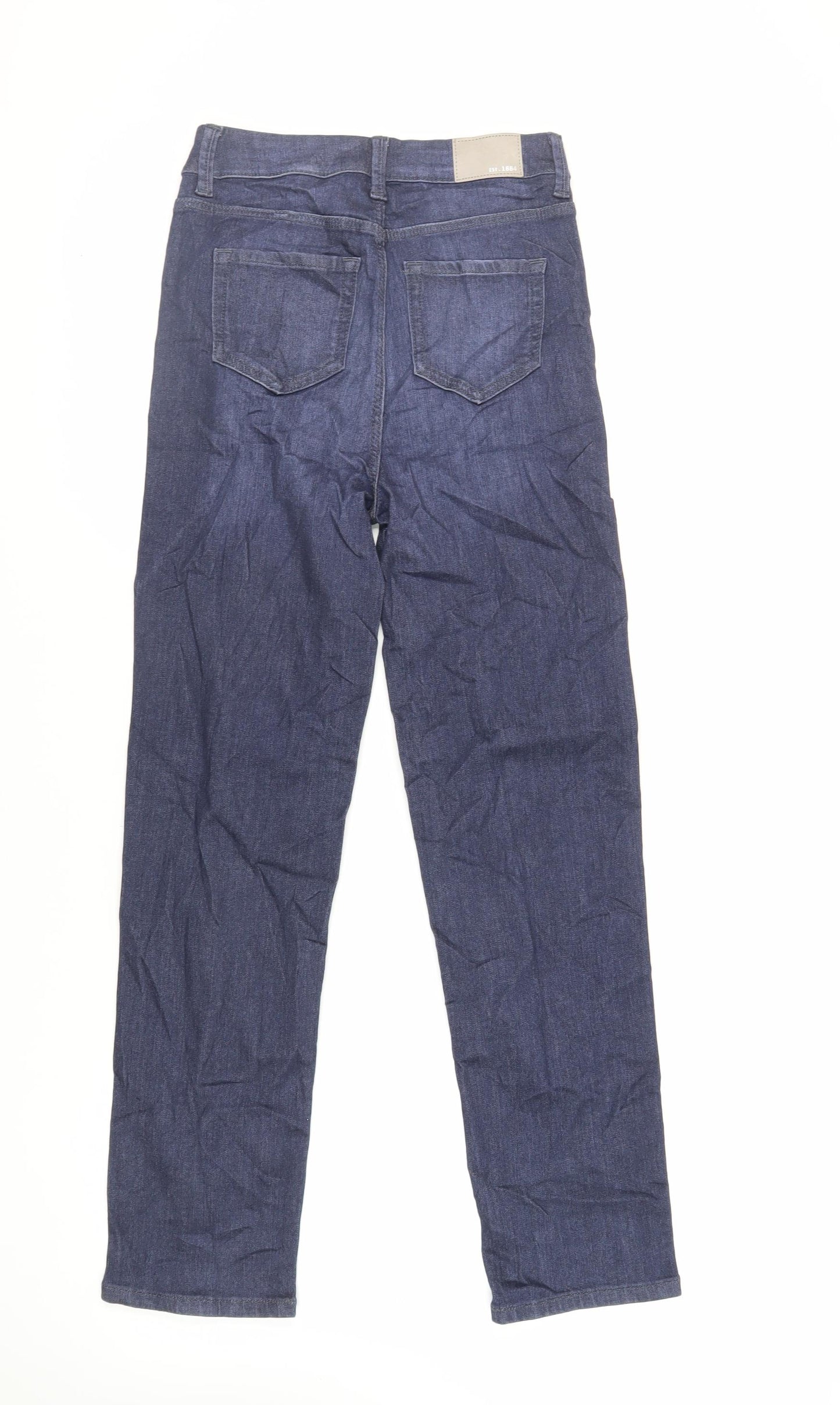 Marks and Spencer Womens Blue Cotton Straight Jeans Size 8 L29 in Regular Zip