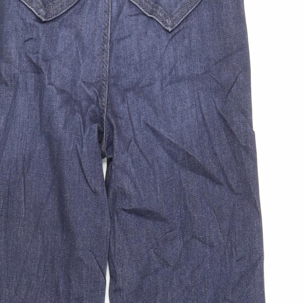 Marks and Spencer Womens Blue Cotton Straight Jeans Size 8 L29 in Regular Zip