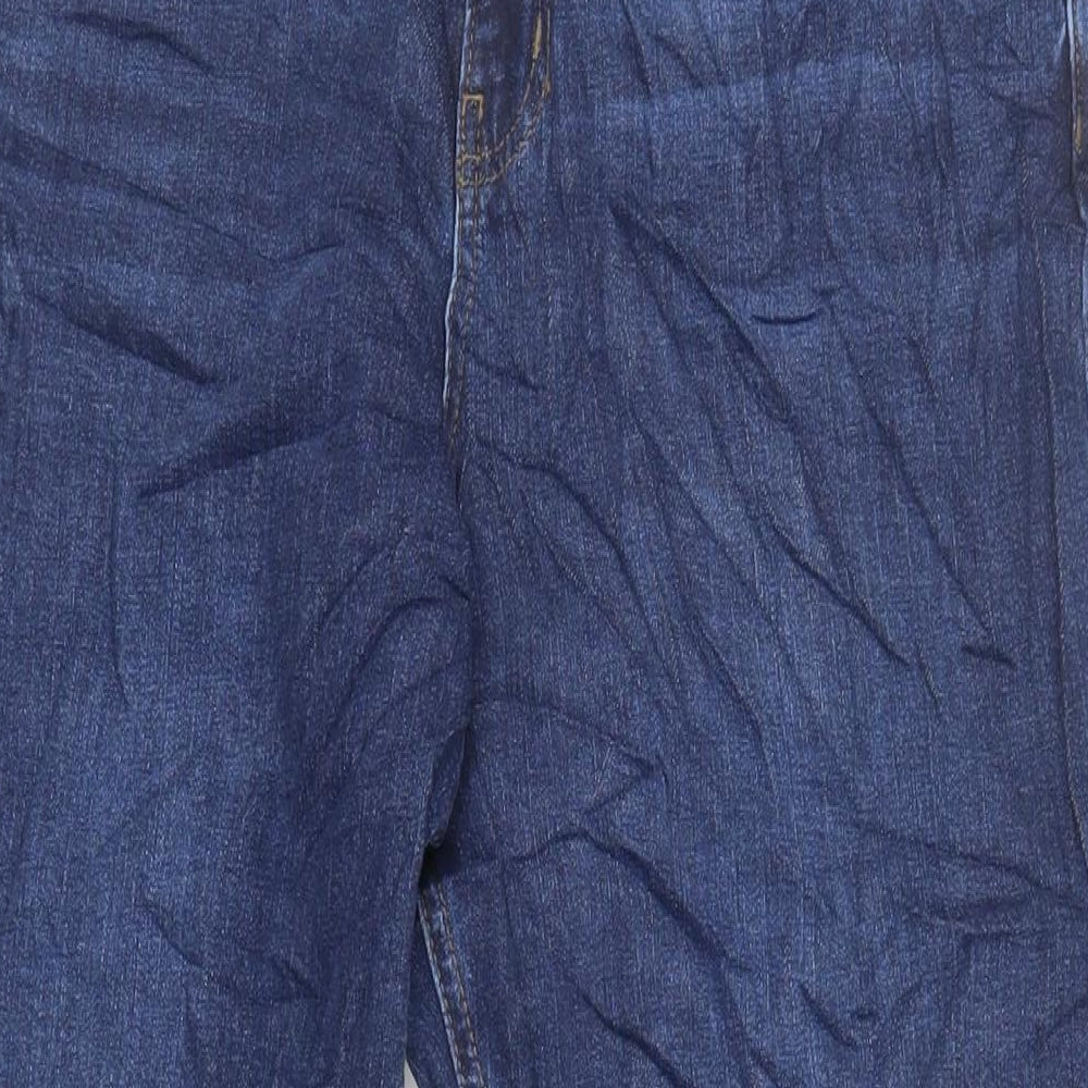 Marks and Spencer Womens Blue Cotton Mom Jeans Size 16 L27 in Regular Zip