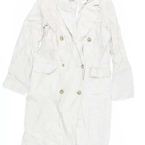 Autograph Womens Beige Overcoat Coat Size 8 Button