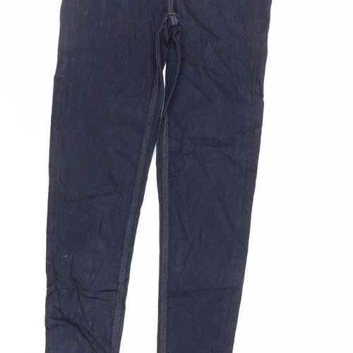 Marks and Spencer Womens Blue Cotton Skinny Jeans Size 6 L29 in Regular Zip