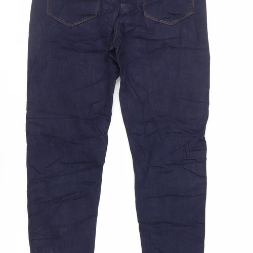 Marks and Spencer Mens Blue Cotton Tapered Jeans Size 30 in L31 in Regular Zip