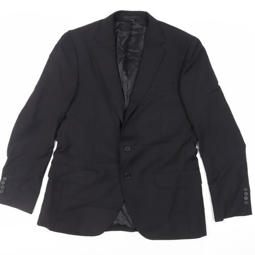 Marks and Spencer Mens Black Wool Jacket Suit Jacket Size 40 Regular