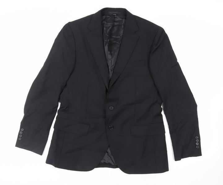 Marks and Spencer Mens Black Wool Jacket Suit Jacket Size 40 Regular