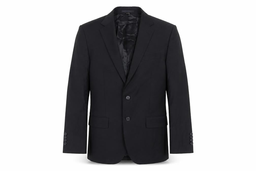 Front view of Marks & Spencer men’s black wool jacket suit jacket, size 40, regular