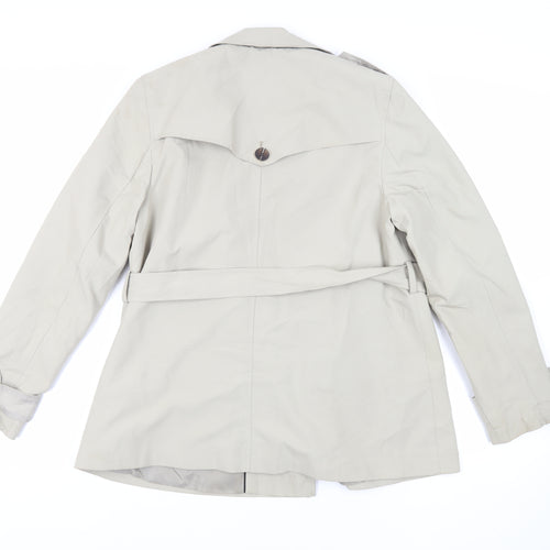 Marks and Spencer Womens Beige Pea Coat Coat Size 14 Button - Belted