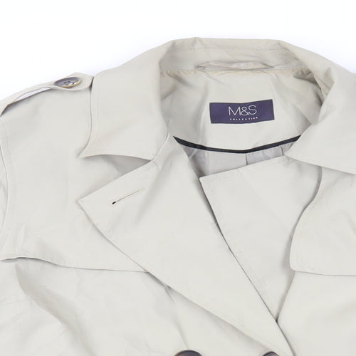 Marks and Spencer Womens Beige Pea Coat Coat Size 14 Button - Belted