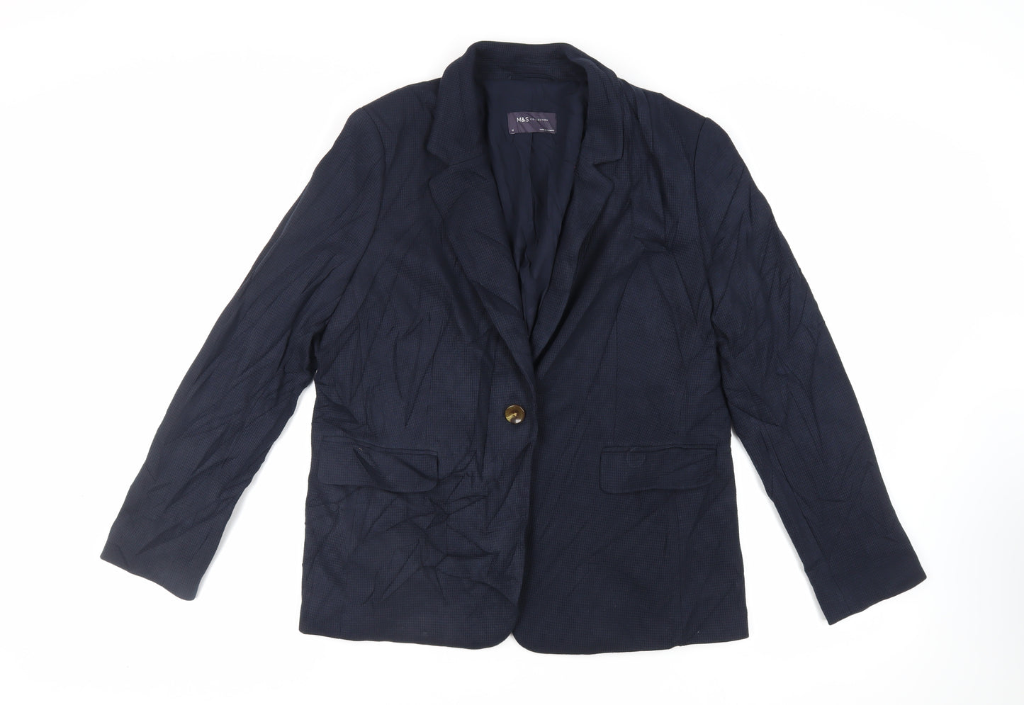 Marks and Spencer Womens Blue Jacket Blazer Size 16 Button