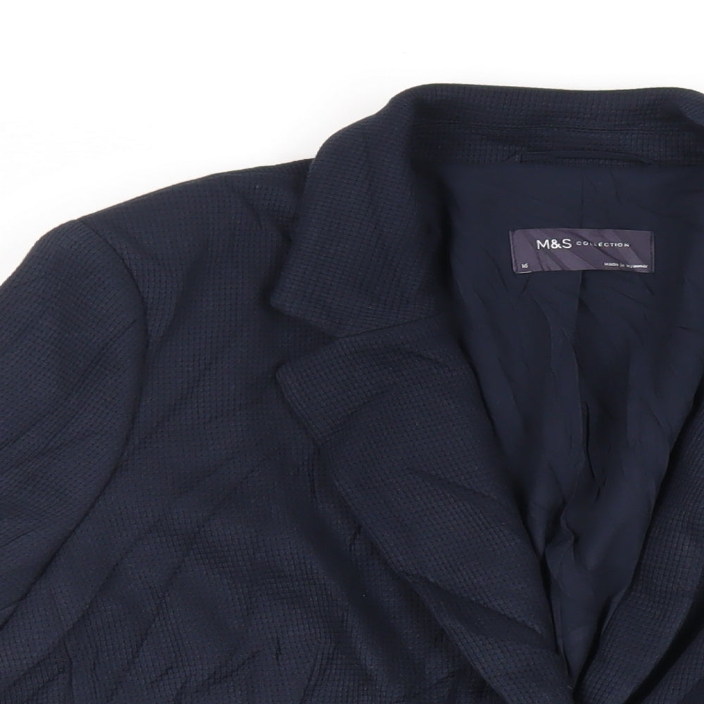 Marks and Spencer Womens Blue Jacket Blazer Size 16 Button