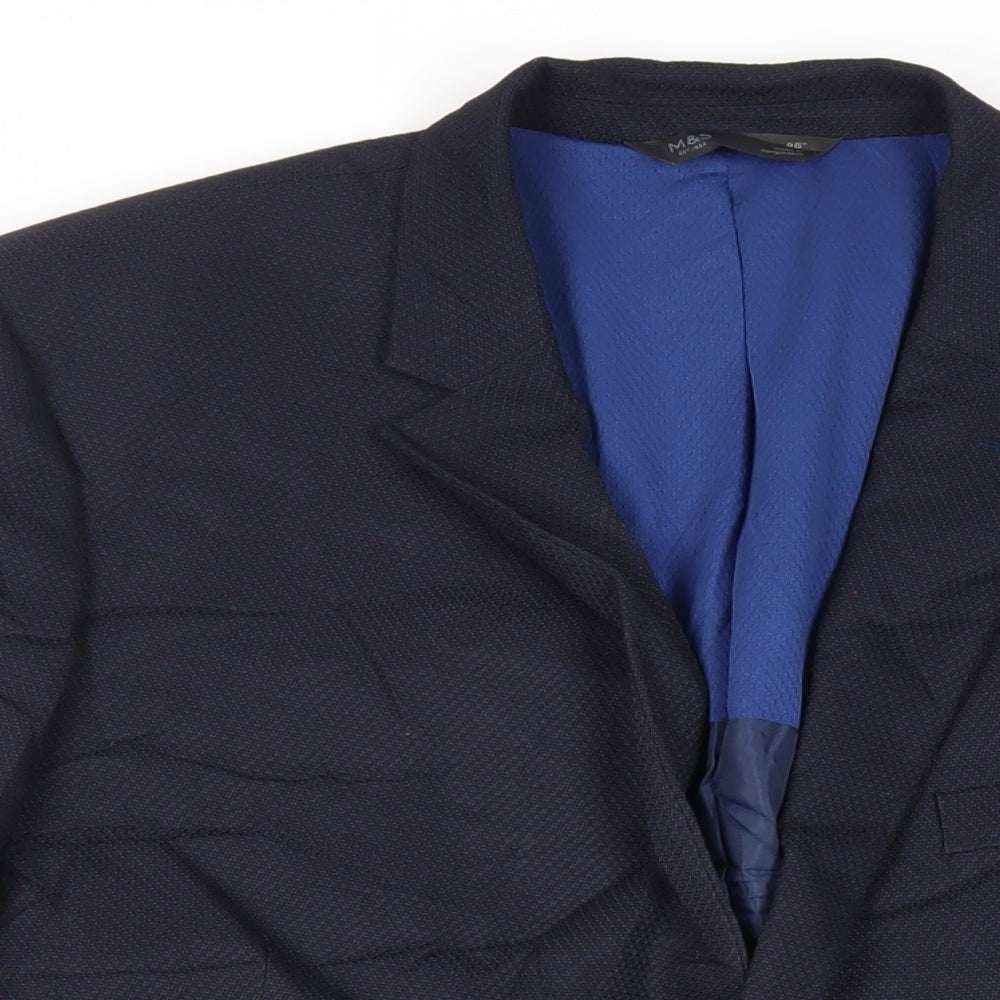 Marks and Spencer Mens Blue Polyester Jacket Suit Jacket Size 46 Regular