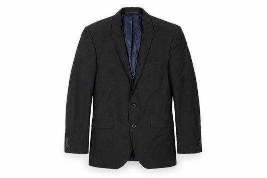 Front view of Next men’s black polyester jacket suit jacket, size 40, regular