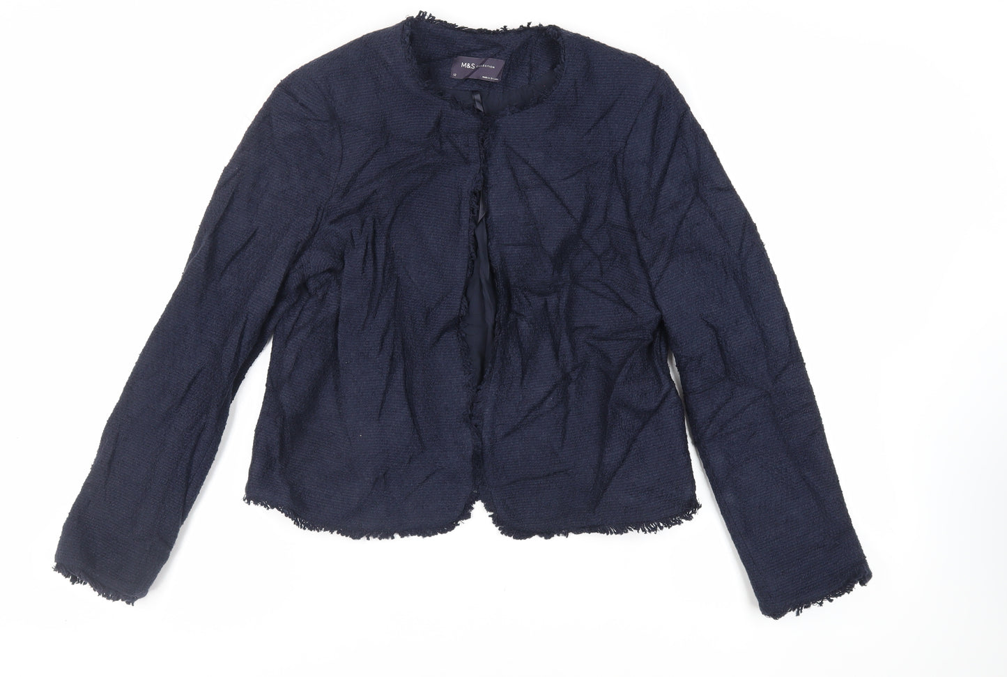 Marks and Spencer Womens Blue Jacket Blazer Size 12 Hook & Eye