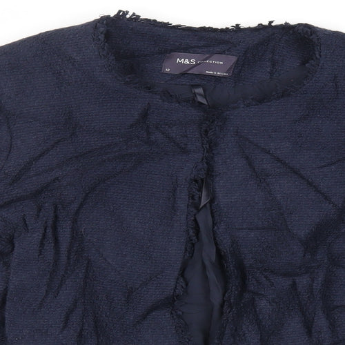 Marks and Spencer Womens Blue Jacket Blazer Size 12 Hook & Eye